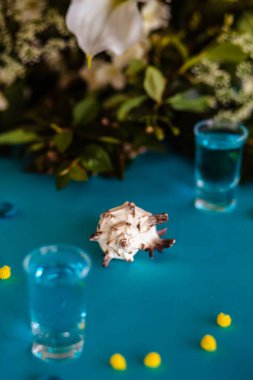 Düğün dekor mavi renk, deniz Tema stili