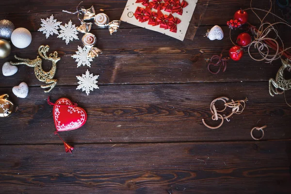 Schoolbord Met Kerstboom Twijgen Ballen Xmas Gelukkig Nieuwjaar Samenstelling Plat — Stockfoto