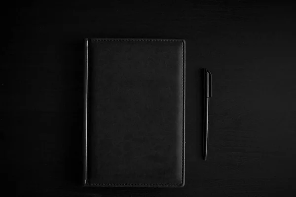 Business Style Mock Flat Lay Black White Daily Planner Accessories — Stock Photo, Image