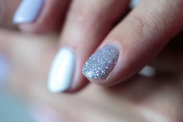 Prachtig Manicure Pastel Tedere Kleur Nagellak Close Foto Vrouwelijke Handen — Stockfoto