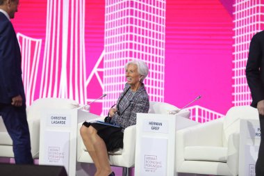 Christine Lagarde 28 Mayıs 2019 'da Astana, Kazakistan' da Astana Ekonomi Forumu 'nda