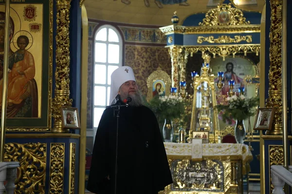 Metropolitan Alexander Visitando Catedral Santa Asunción Enero 2019 Astana Kazajstán —  Fotos de Stock