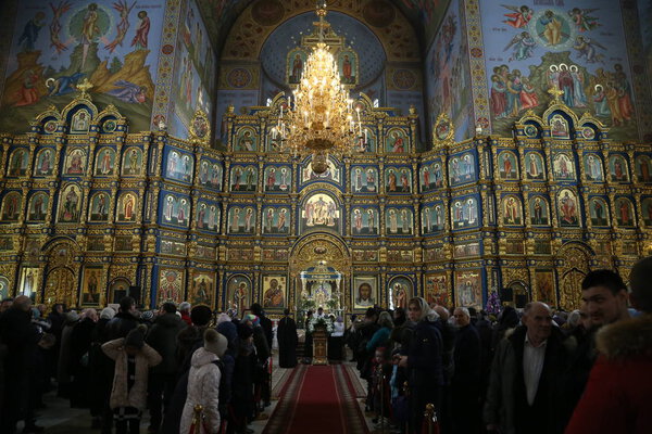 local residents coming to Holy Assumption Cathedral on 7 January 2019 in Astana, Kazakhstan