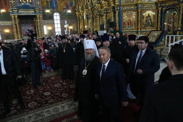 Nursultan Nazarbajev Valamint Astana Kazahsztán Metropolitája Alexander 2019 Január Kazahsztáni — Stock Fotó