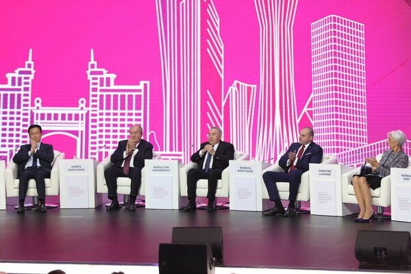 political leaders on Astana Economic Forum on May 28, 2019 in Astana, Kazakhstan