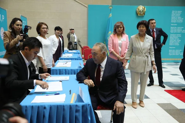 Nursultan Nazarbayev Visiting Early Presidential Elections June 2019 Astana Kazakhstan — Stock Photo, Image