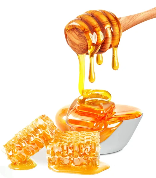 Druipend van honing geïsoleerd — Stockfoto