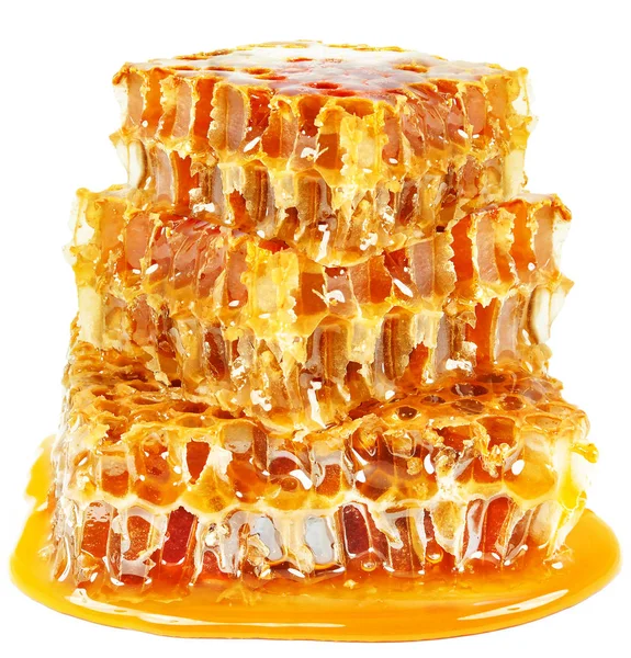 Favos de mel isolados em branco — Fotografia de Stock
