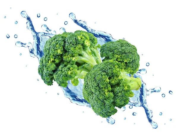 Broccoli splash isolerade — Stockfoto