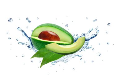 Avokado sıçrama ve su