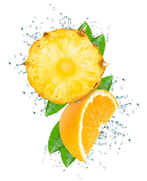 Splash ananasowy i pomarańczowy — Zdjęcie stockowe