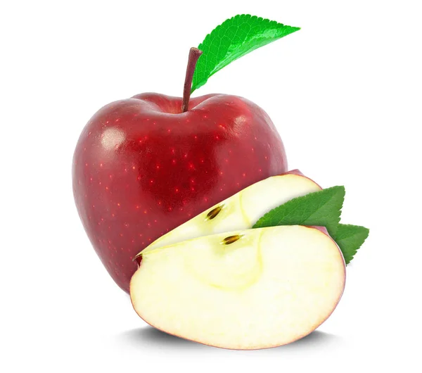 Яблоко Красный Кусочки Яблока Изолированы Белом Фоне — стоковое фото