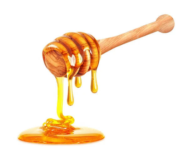 Honey Dripping Isolated White Background — Stock Photo, Image