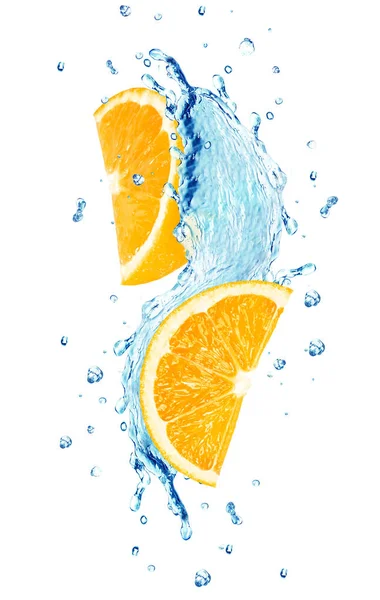 Orange Splash Water Isolated White — Stock Photo, Image