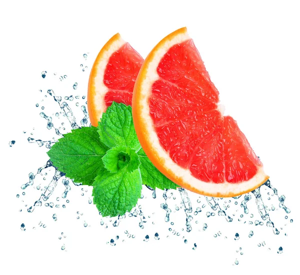 Grapefruit Splash Water Isolated White — Stock Photo, Image