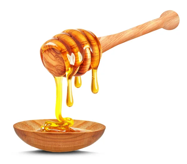 Honey Dripping Isolated White Background — Stock Photo, Image