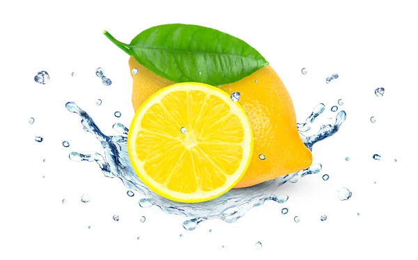 白で隔離レモン水スプラッシュ — ストック写真