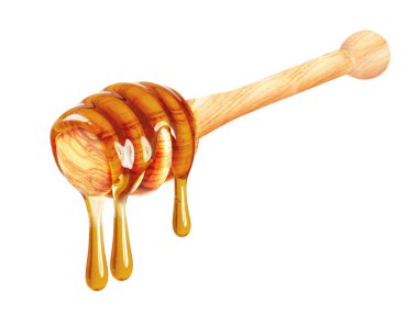 Beyaz arka planda izole edilmiş damlayan bal