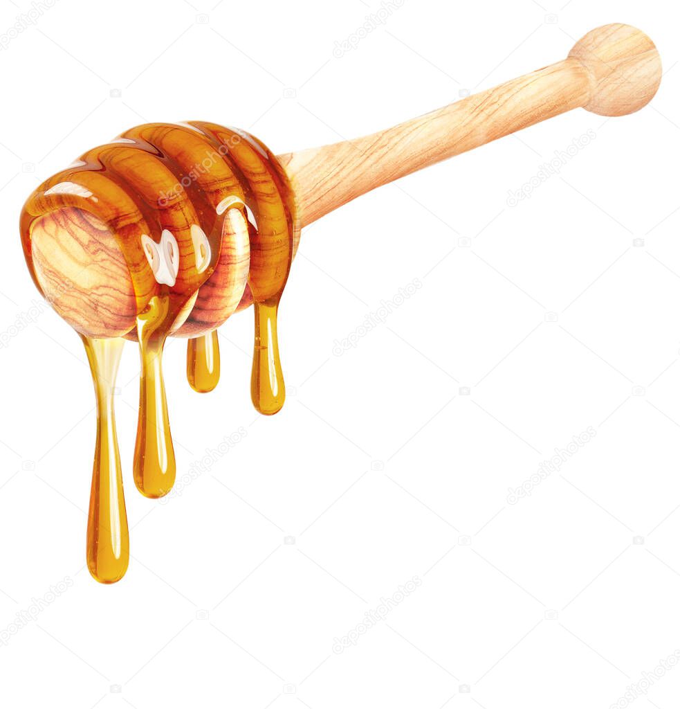 dripping honey isolated on a white background