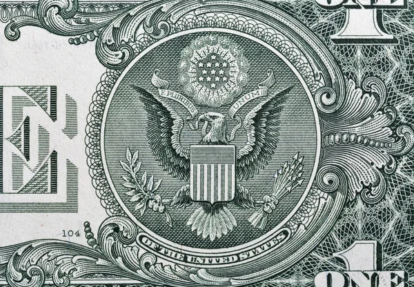 Billete de un dólar estadounidense macro de primer plano —  Fotos de Stock