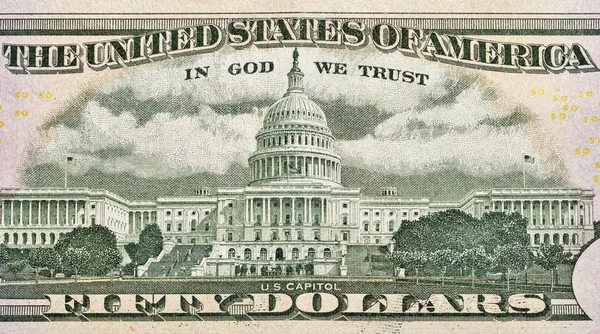 US Capitol on back of fifty dollars bill — Stock Photo, Image