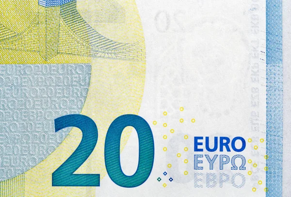 Closeup of twenry Euro banknote — Stock Photo, Image