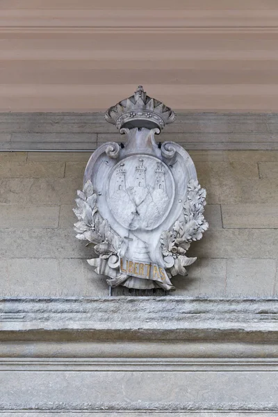 San Marino stone Coat of Arms closeup. — Stock Photo, Image