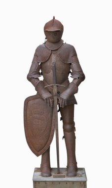 Paslı şövalye zırhı üzerinde beyaz izole.