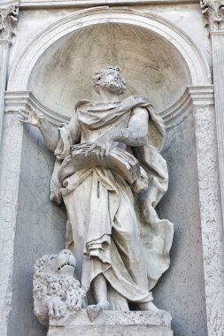 Kilise del Santissimo Redentore cephe duvar heykel Venedik, İtalya.