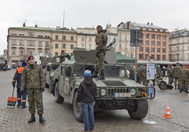 Güvenli Polonya Nato karşılama merasimi, Krakow, Polonya.