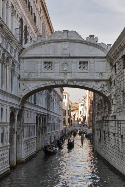 Bridge of Sighs at Doge's Palace, in Venice, Italy