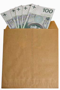 Polonya Zlotisi faturaları kağıt üzerinde izole beyaz örtmek