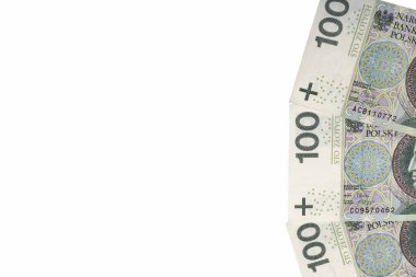 Polonya Zlotisi Lirası üstünde beyaz arka plan.