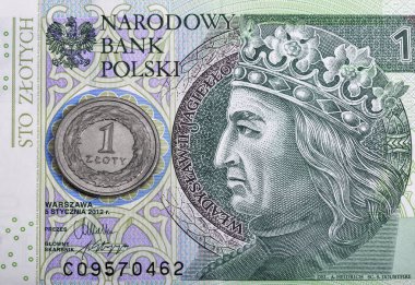 Lehçe yüz Zlotisi bill ve sikke makro