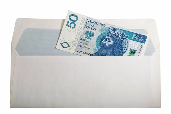 Poolse zloty bill in papier omhullen geïsoleerd op wit — Stockfoto