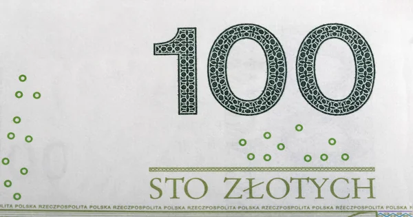 Polnischer Zloty 100 Zeichen Makro — Stockfoto