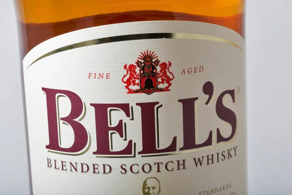 Bell's blended Scotch Whisky bottle closeup — Stock Photo, Image