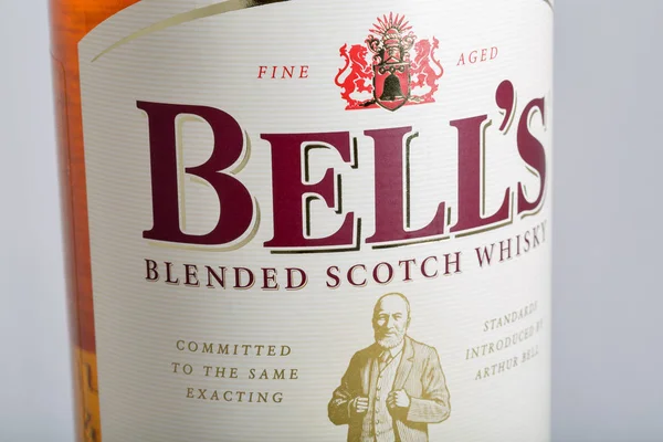 Bell's blended Scotch Whisky bottle closeup — Stock Photo, Image