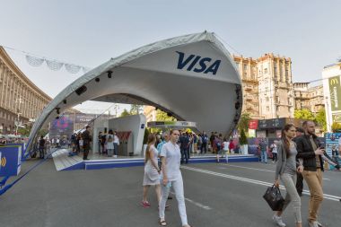 VISA booth during Eurovision Song Contest 2017 in Kyiv, Ukraine. clipart