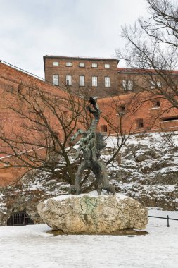 Dragon Wawel Kalesi heykel, Krakow, Polonya.