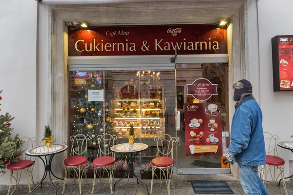 Cafe in Krakow old city, Poland. — Stock Photo, Image