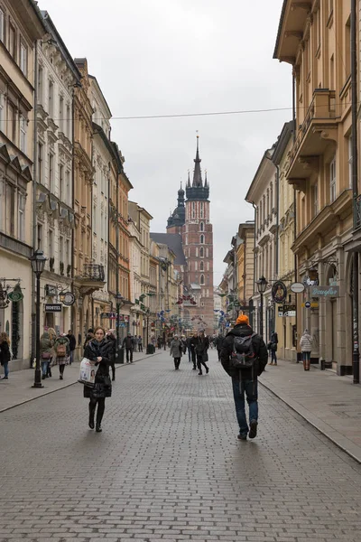 Florianska straat in Krakau, Polen. — Stockfoto