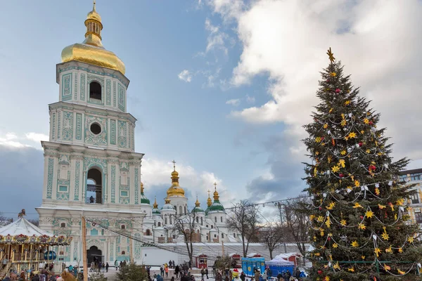 Софийский собор в Киеве, Украина. Время Рождества . — стоковое фото