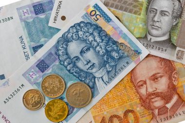Hırvat para birimi banknot ve madeni paraların makro kümesi