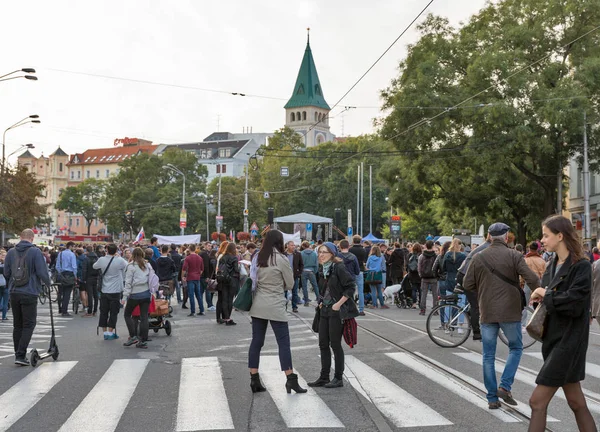 Masové protesty proti korupci v Bratislavě, Slovensko. — Stock fotografie