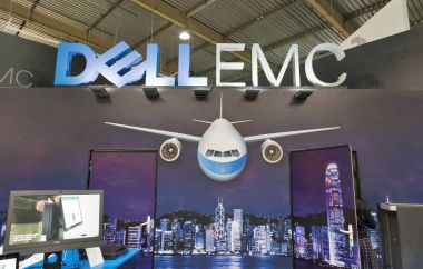 Dell Emc booth during CEE 2017 in Kiev, Ukraine clipart