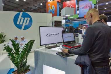 Hewlett-Packard standında Cee 2017 Kiev, Ukrayna