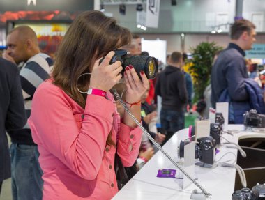 Nikon booth sırasında Cee 2017 Kiev, Ukrayna
