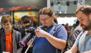 Nikon booth sırasında Cee 2017 Kiev, Ukrayna