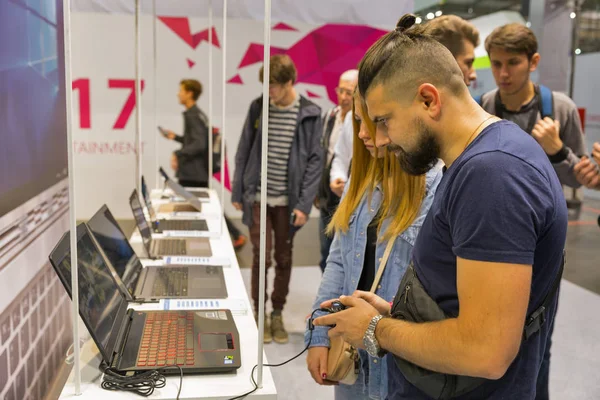 Microsoft booth during CEE 2017 in Kiev, Ukraine — Stock Photo, Image